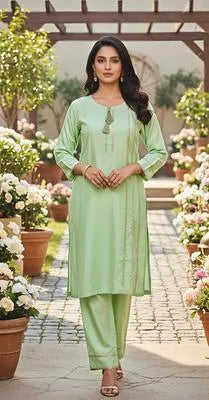 Green Printed Cotton Lawn 2Pcs Kurta Set