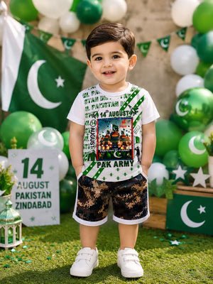 14 August 2 Pcs Boy's Lighting Shirt And Shorts Set