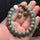 Green Bodhi Root Bracelet for Women with White & Brown Accents