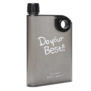 Black Ultra Slim Notebook Style Water Bottle 380ml | Portable Memo Bottle for Travel, School & Office