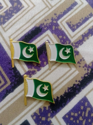 Pakistani Flag Metal Pin Set 3 Pcs 14th August