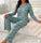 Women Printed Night Suit Love Heart Pattern Jersey Trouser Set