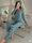 Women Printed Night Suit Love Heart Pattern Jersey Trouser Set
