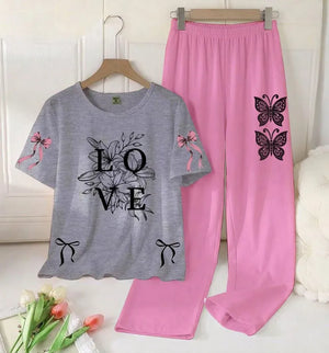 Pink Butterfly Night Suit Dreamy Dots