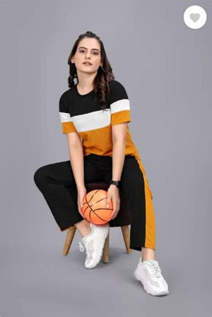 Women Yellow Printed Tracksuit Micro Interlock Fabric Pakistan