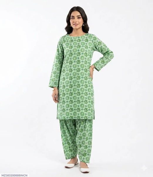 2 Pcs Women's Unstitched Printed Suit
