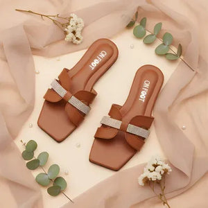 Crystal Glide Mustard Sandals for Women