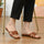 Mustard Leather Cross Strap Sandals for Women