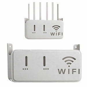 Light Gray WiFi Router Storage Box & Wall Mount Shelf  Universal Cable Organizer | Space-Saving Holder for Modem, Set-Top Box & Smart Devices | Home & Office Use