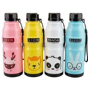 Kids Water Bottle 650ml | Cute Minions Panda Rabbit Design | Leak-Proof BPA Free | Random Color
