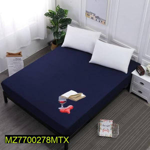 Waterproof Cotton Mattress Cover Double Bed Blue