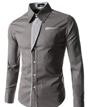 Men Slim Fit Striped Long Sleeve Shirt 4 Colors