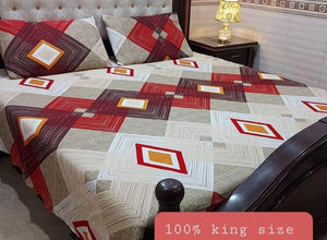 Cotton Printed King Size Bedsheet Set 3 Pcs