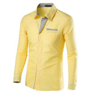 Men Slim Fit Long Sleeve Casual Shirt Plus Size Multi Color